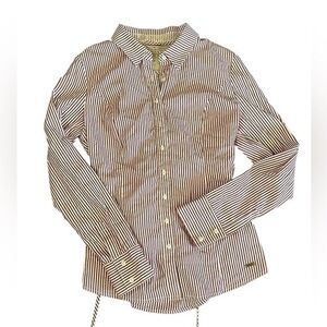 Guess Tie Back Button Down Shirt - Womens Size Large - Red and White Striped